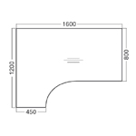 kancelářský stůl A-208, 1200x1600/800 mm, levý