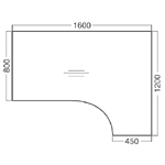 kancelářský stůl A-207, 1200x1600/800 mm, pravý
