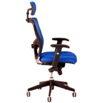 kancelářská židle DIKE modrá s podhlavníkem z boku